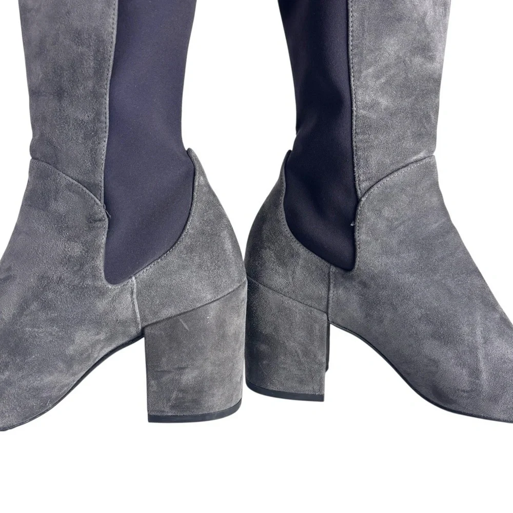 STUART WEITZMAN UW45943 GRAY SUEDE LEATHER OVER THE KNEE HEELED BOOTS